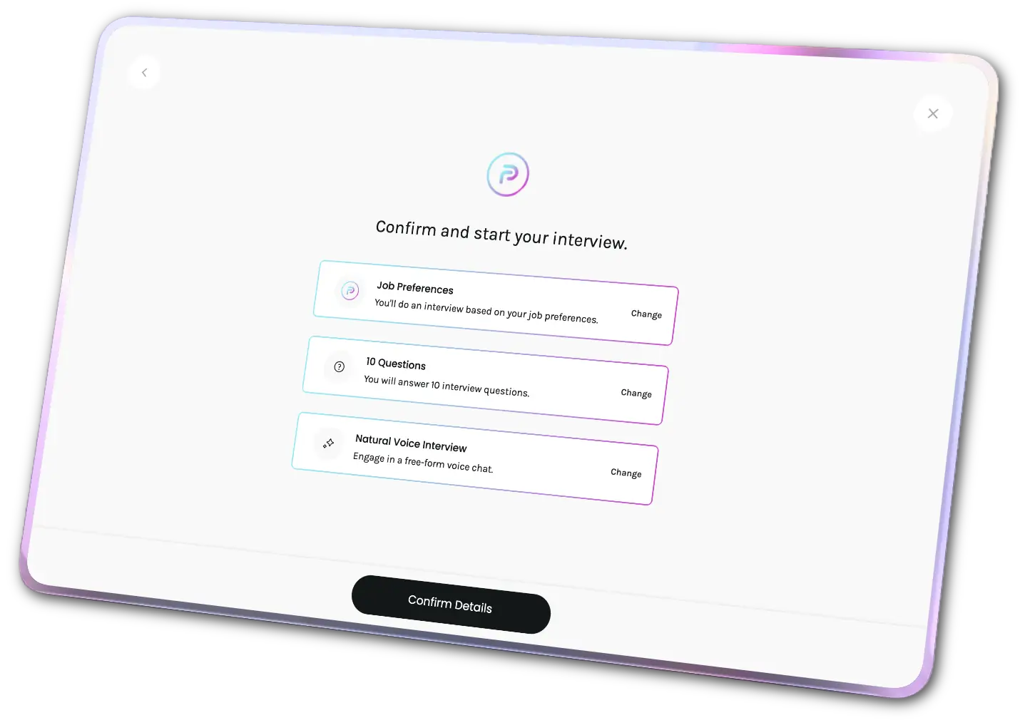 Interview Practice interface preview